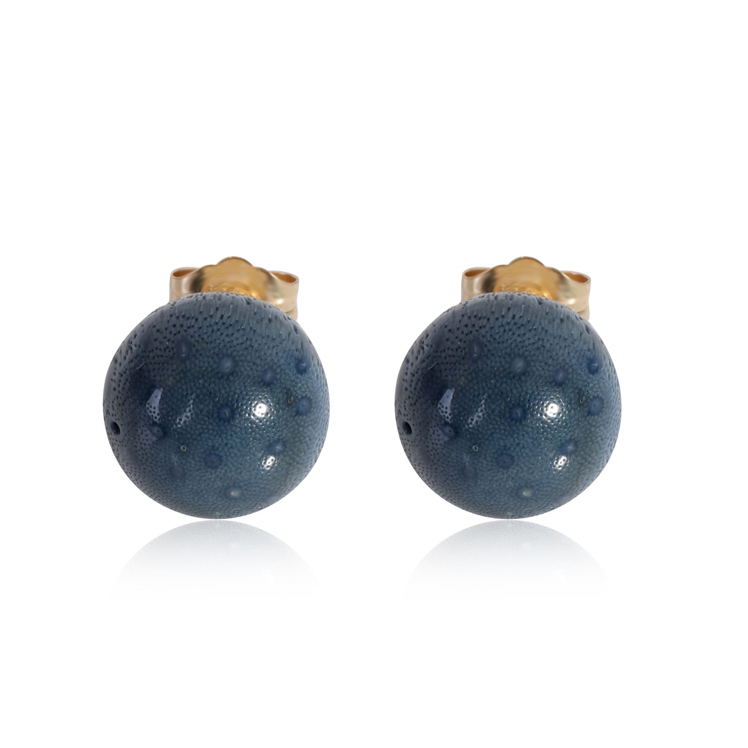 10 Mm Blue Stone Stud Earrings In 14k Yellow Gold